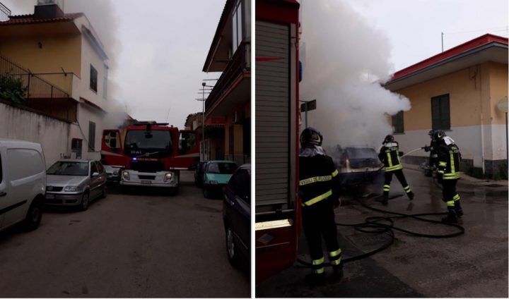 incendio auto mugnano via de gasperi