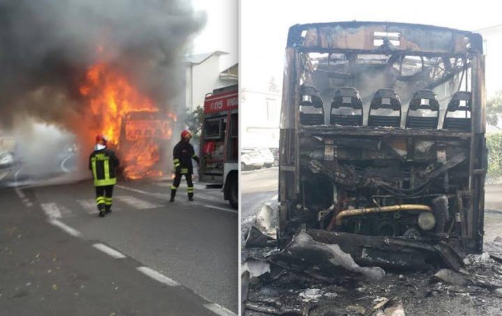 autobus incendiato eav bus