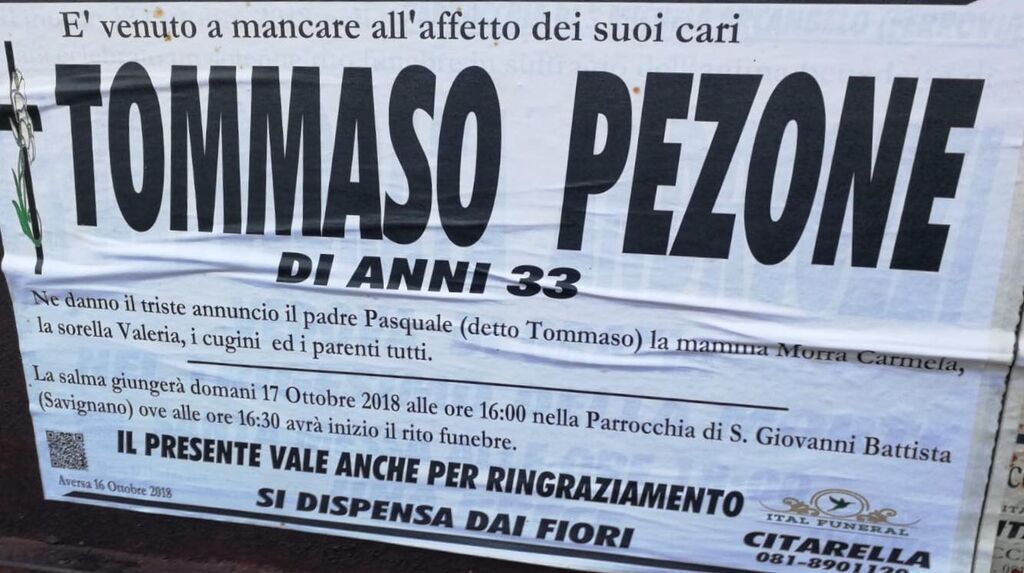 tommaso pezone morto aversa