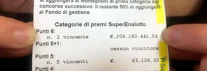 superenalotto 209 milioni