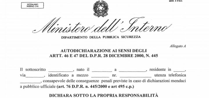 autocertificazione 4 maggio nuovo modulo