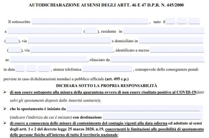 autocertificazione 18 maggio