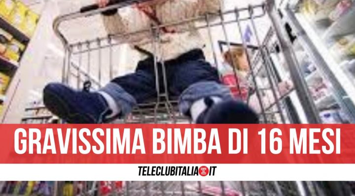 bimba schiacciata carrello spesa