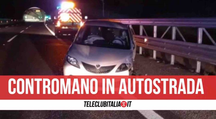 salerno donna contromano autostrada