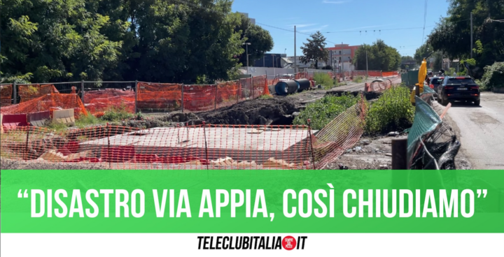 via appia lavori al palo commercianti chiudono