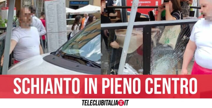 Paura a Napoli, taxi perde il controllo e si schianta contro vetrina del ristorante 