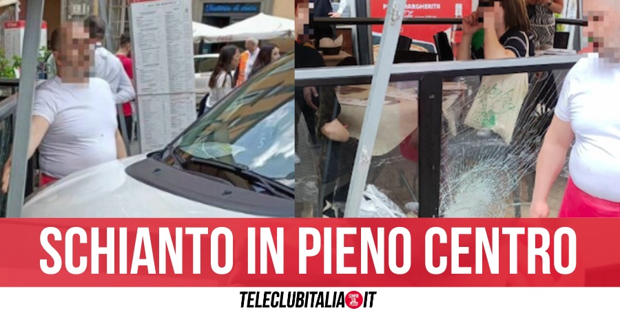 Paura a Napoli, taxi perde il controllo e si schianta contro vetrina del ristorante 