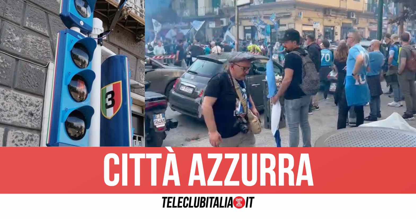 Napoli, i semafori diventano azzurri: intanto è di nuovo festa in città