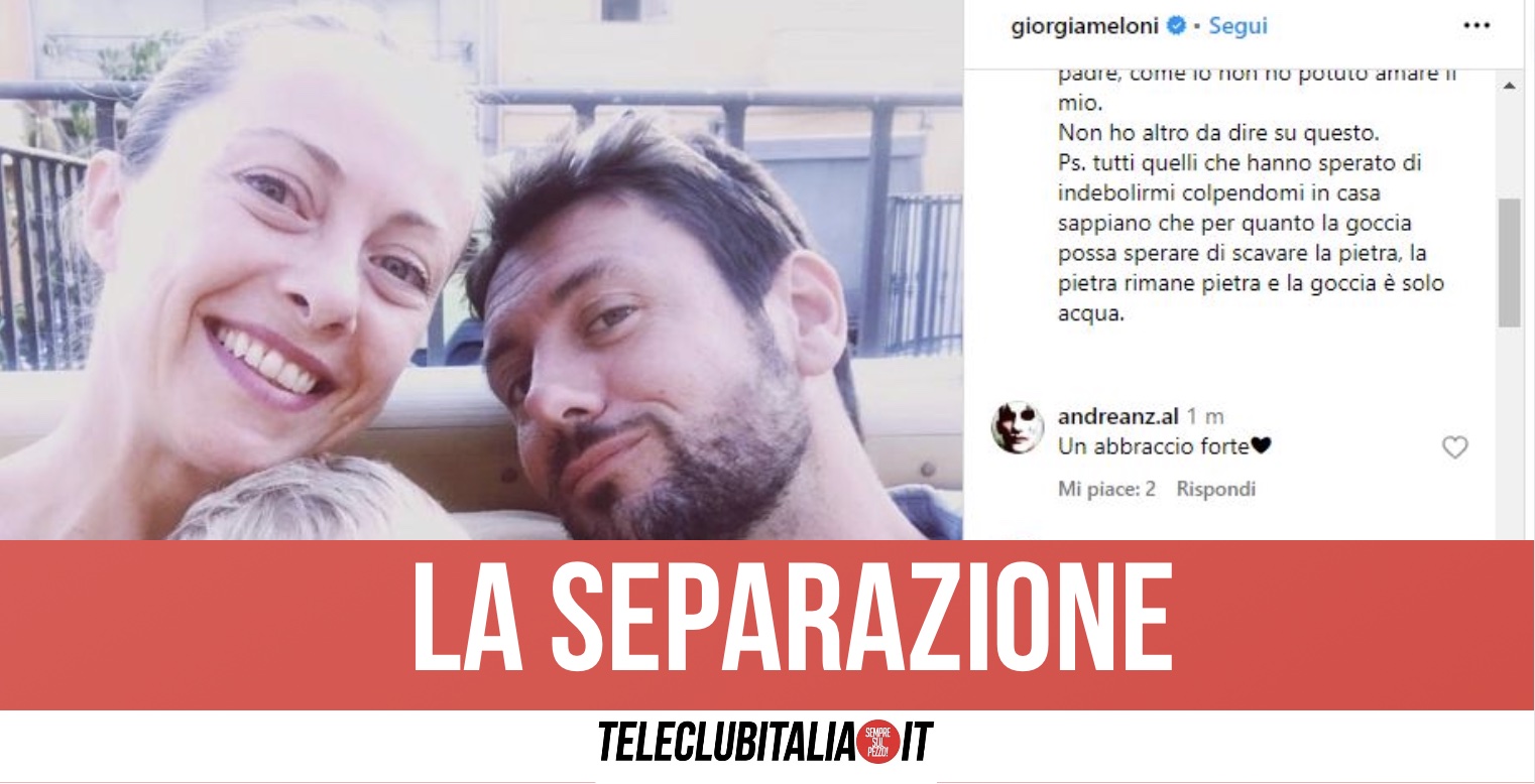 Giorgia Meloni: "La mia relazione con Andrea Giambruno finisce qui"