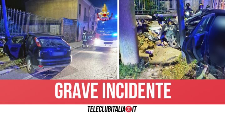 Avellino, auto sbanda e finisce contro muro: feriti quattro ragazzi