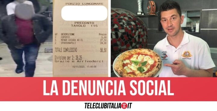 Mangiano da Porzio sul lungomare di Napoli e non pagano il conto: il pizzaiolo pubblica le foto