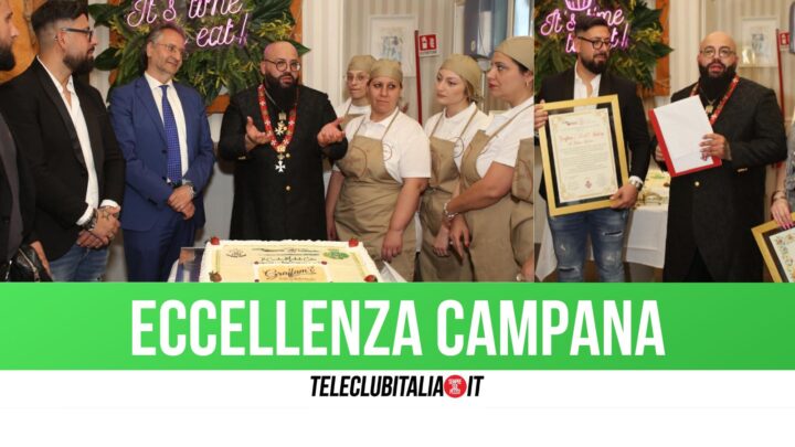 Giugliano, il cavaliere Michele Cutro premia "Graffam'c Food and bakery" di Antimo Silvestre