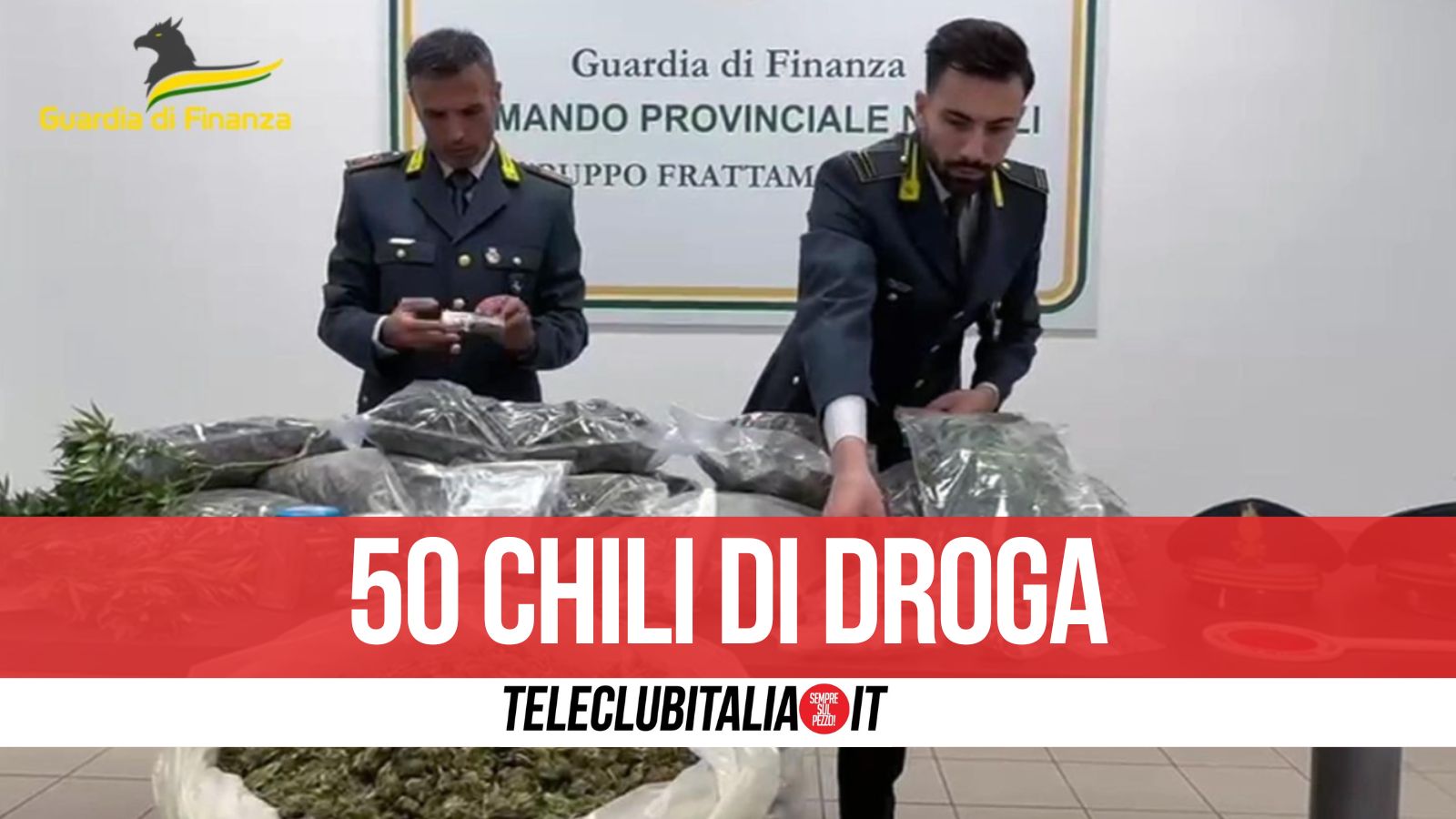 Napoli. Pacco sospetto al centro spedizioni, finanzieri sequestrano oltre 50 chili di droga