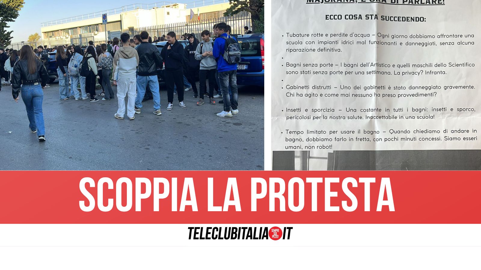 Monteruscello, protesta degli studenti al liceo Maiorano: “Igiene e agibilità dei bagni”