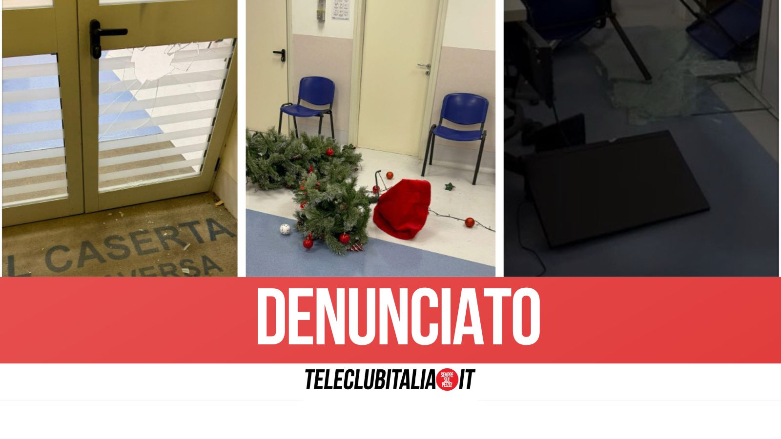 Aversa, uomo dà in escandescenza alla guardia medica: danneggiati pc, porta e albero di Natale